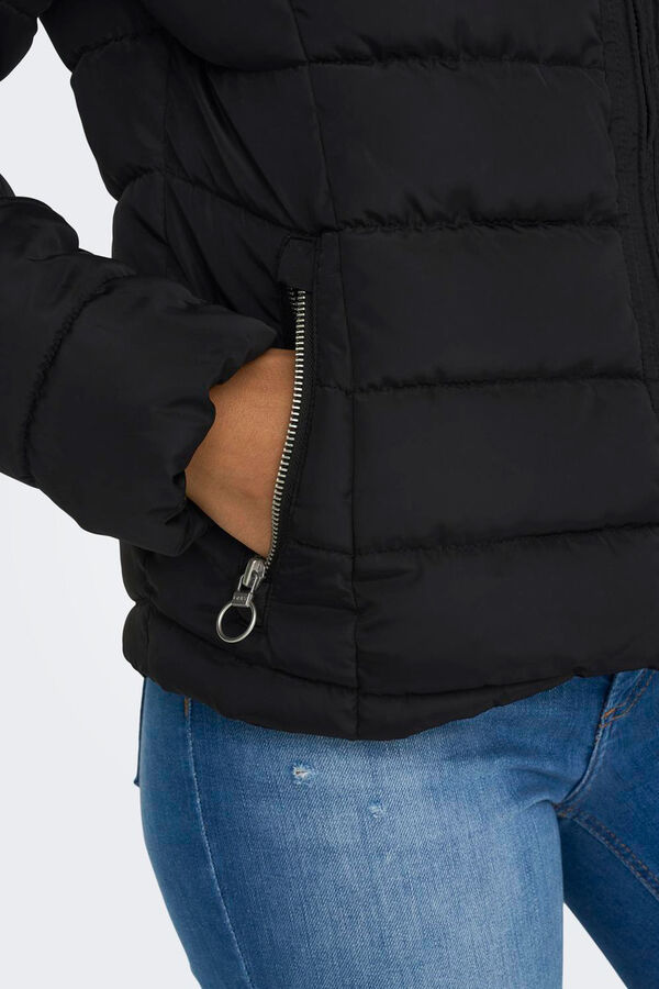 Only Casaco de pele com capuz preto