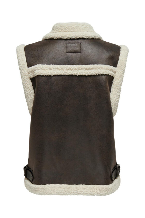 Only Chaleco de polipiel con borrego gris