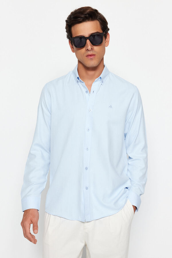 Trendyol Camisa b&aacute;sica regular azul