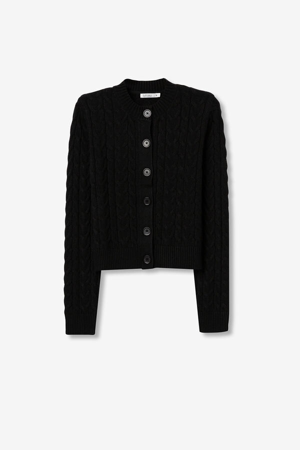 Tiffosi C&aacute;rdigan Slim Punto de Cable negro