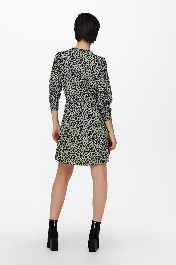 Only Vestido camisa curto estampado verde