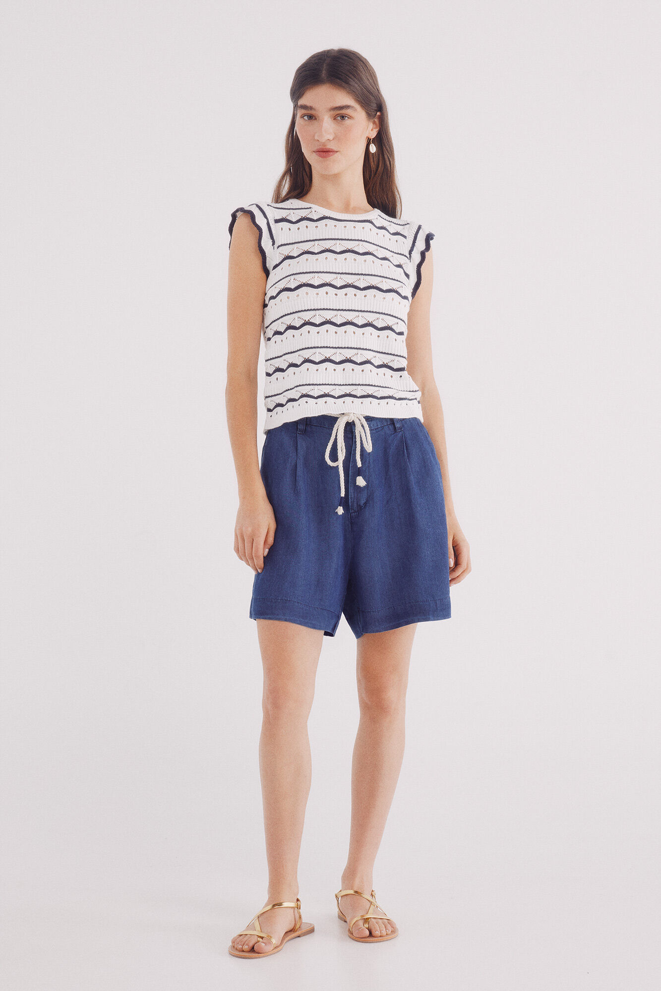 Springfield Shorts de cinto tencel