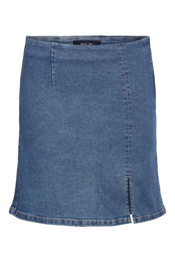 Noisy May Saia curta denim com abertura lateral azul
