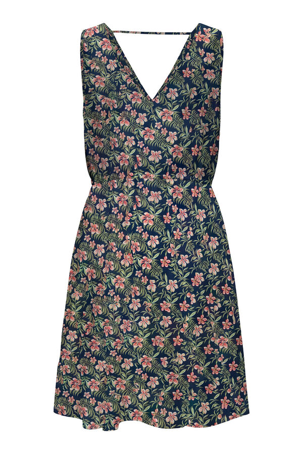 Only Vestido curto com al&ccedil;as largas  azul