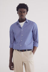 Springfield Camisa social popelina em riscas azul