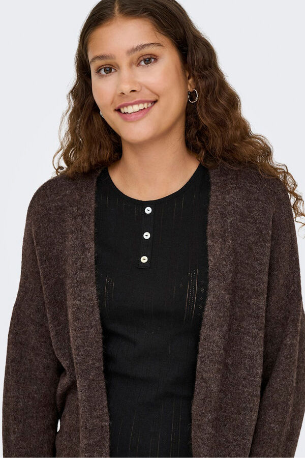 Only Casaco de malha midi aberto cru