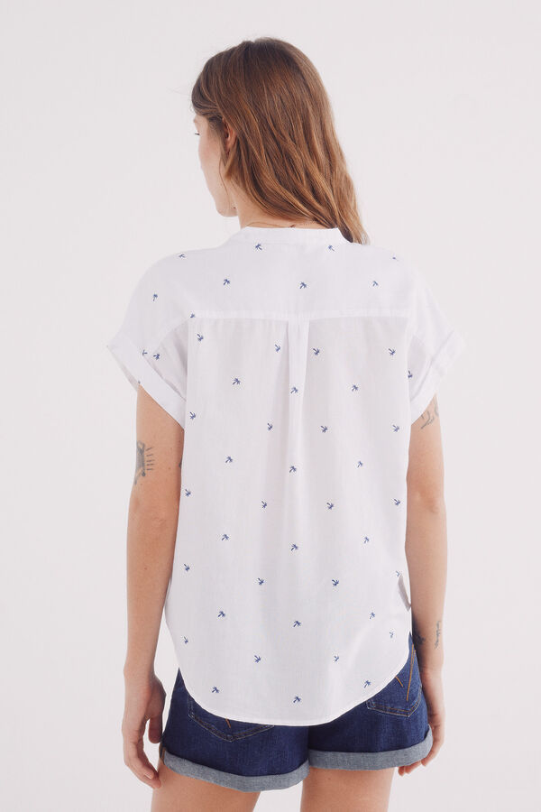 Springfield Blusa Oxford cuello mao ligera blanco