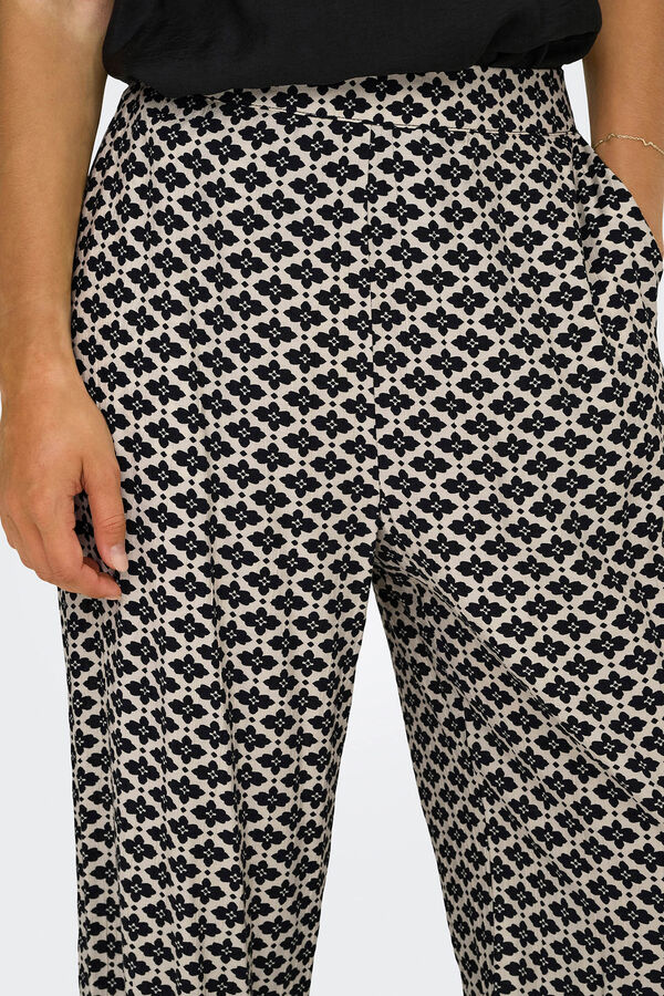 Only Calças largas e fluído com cintura elástica preto