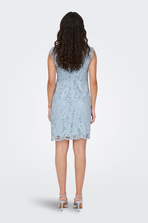Only Vestido encaje sin manga azul