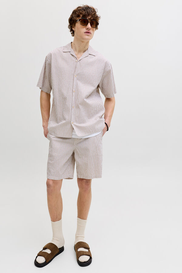 Jack & Jones Bermuda em seersucker de riscas cru