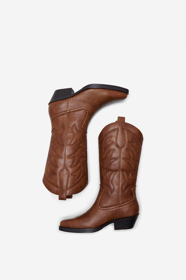 Only Botas cowboy con bordado tostado