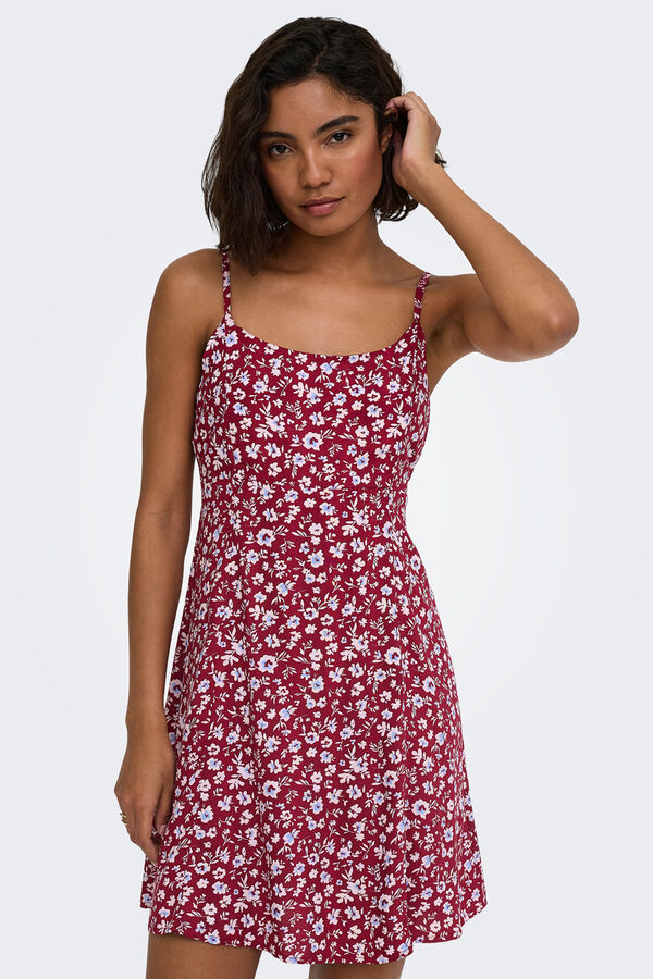 Only Vestido curto estampado floral vermelho