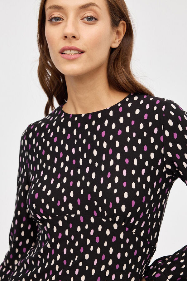 Inside Vestido curto manga comprida print preto
