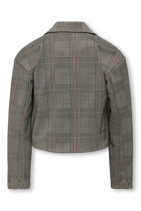 Only Girls Blazer curto de xadrez escoc&ecirc;s castanho