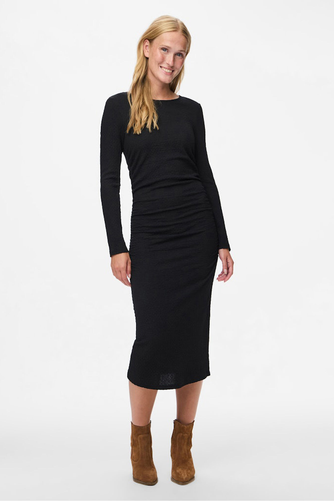 Pieces Vestido midi manga larga