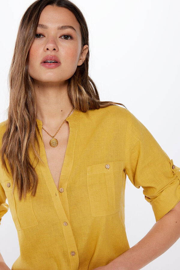 Springfield Blusa Utility Algod&oacute;n Lino amarillo