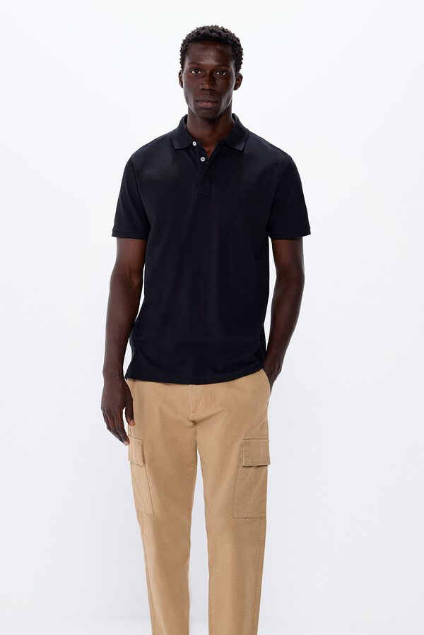 Springfield Polo piqu&eacute; slim fit negro