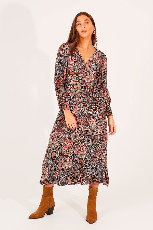 Brave Soul Vestido longo com estampa paisley cru
