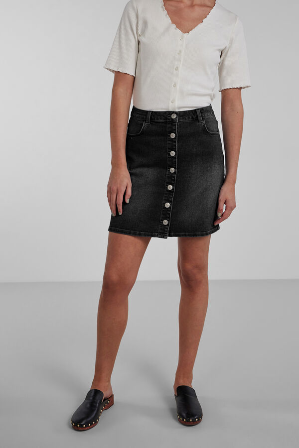 Pieces Falda mini denim negro