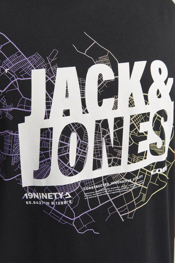 Jack & Jones PLUS T-shirt de algod&atilde;o manga curta com logo frontal PLUS preto