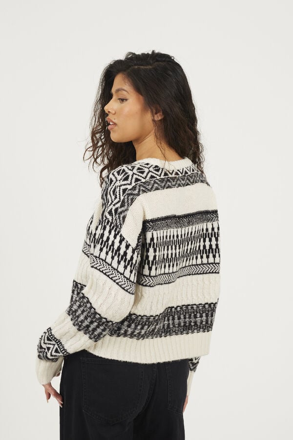Brave Soul Jersey jacquard oversized beige