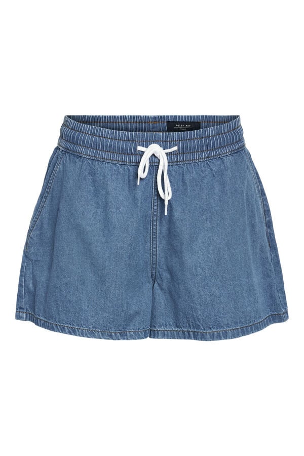 Noisy May flu&iacute;do com efeito jeans, c&oacute;s el&aacute;stico e detalhe de cord&atilde;o. azul