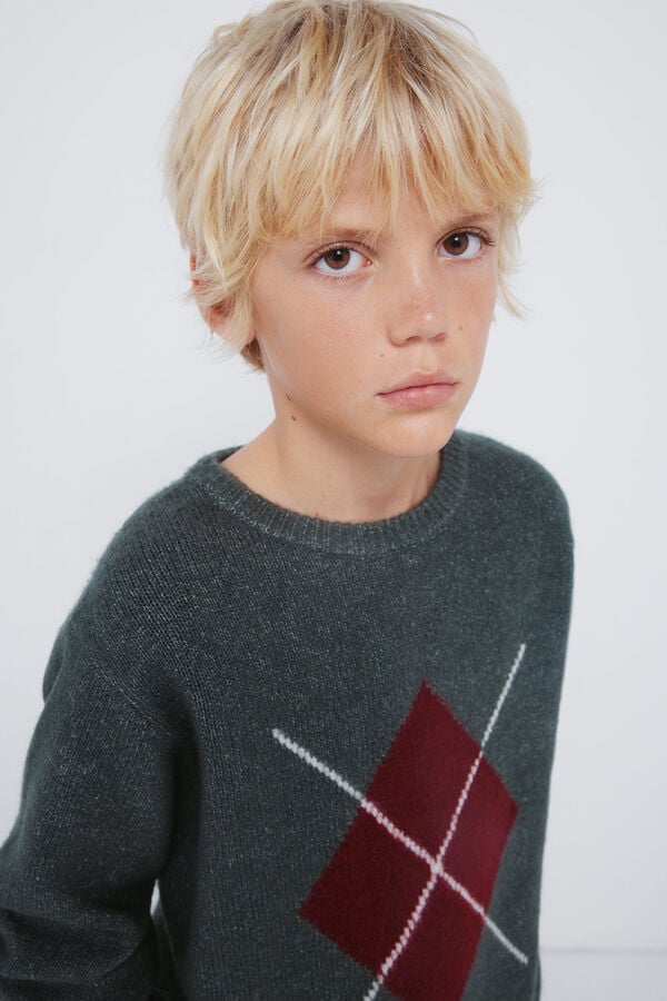 Springfield Kids Jersey rombos caqui ni&ntilde;o verde