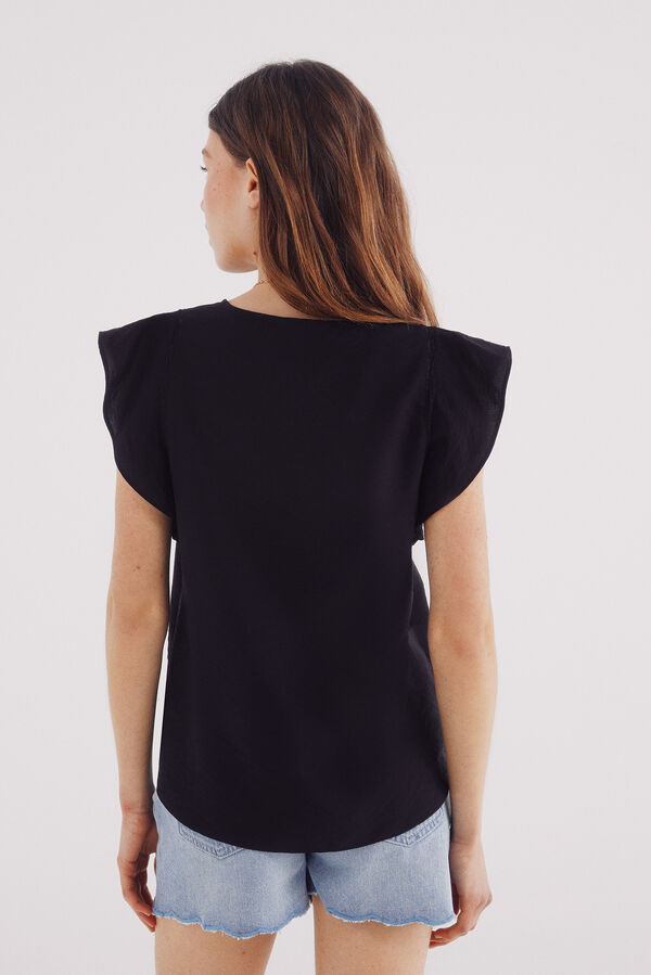Springfield Blusa volantes negro