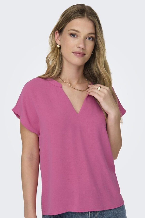 JDY T-shirt de manga curta rosa