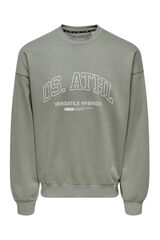 Only & Sons Sweatshirt masculino com gola redonda e desenho frontal cinzento