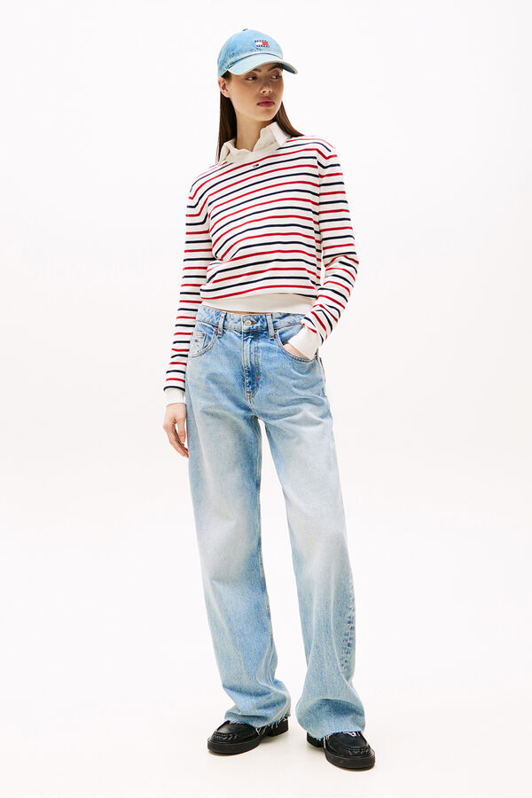 Tommy Jeans Jersey de mujer de rayas blanco