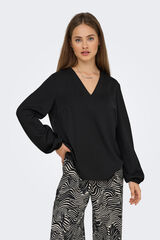 Only Blusa manga larga pu&ntilde;o el&aacute;stico negro