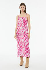 System Action Vestido midi de tirantes estampado tie dye fucsia