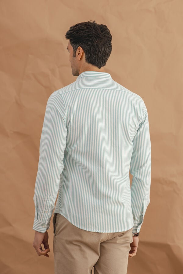 Celopman Camisa Oxford Rayas verde