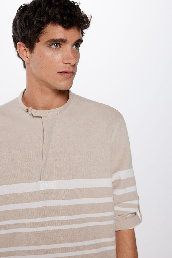 Springfield Camisa mao rayas horizontales beige