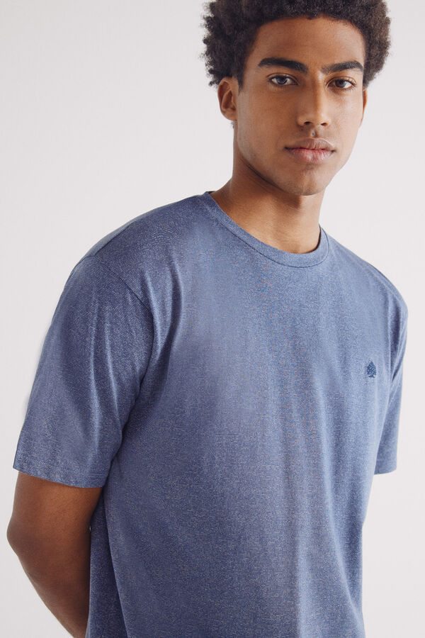 Springfield T-shirt colorida com microriscas azul