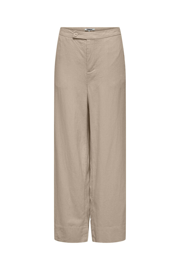 Only Cal&ccedil;as de linho larga cinzento