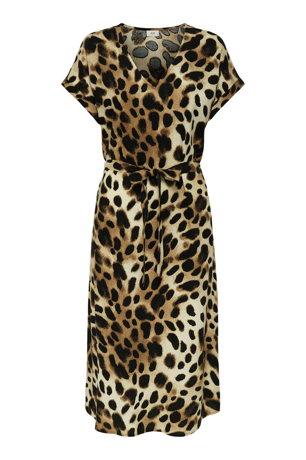JDY Vestido midi estampado beige