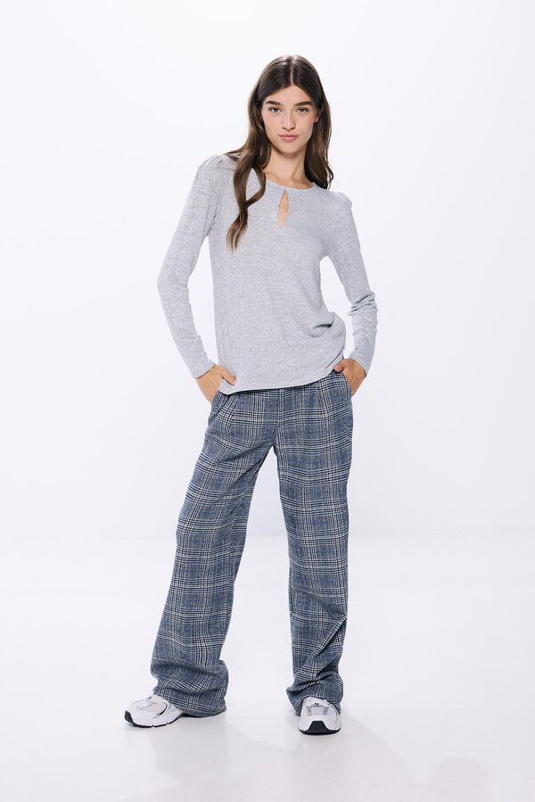 Springfield T-shirt de abertura com decote recortado cinzento