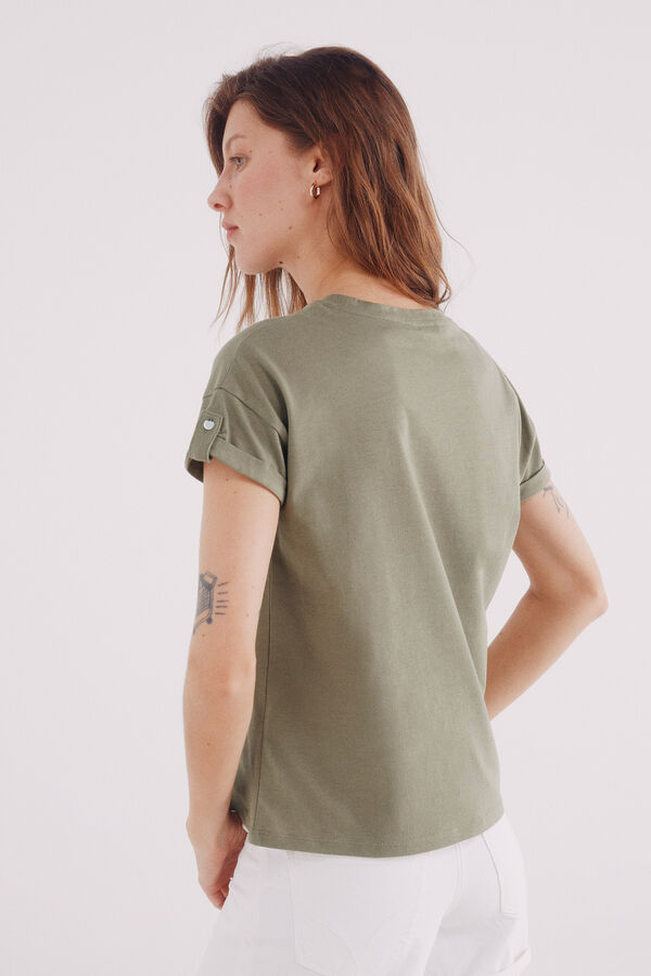 Springfield Camiseta gr&aacute;fica manga bot&oacute;n verde