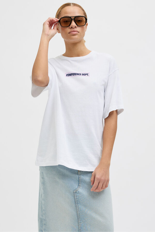 Jack & Jones Camiseta oversize con estampa blanco
