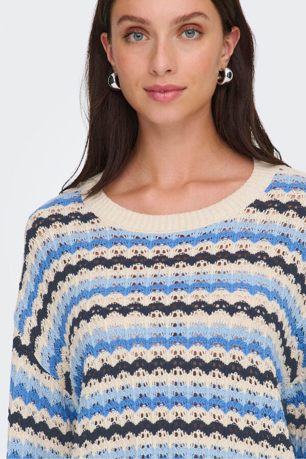 Only Jersey calado manga larga azul