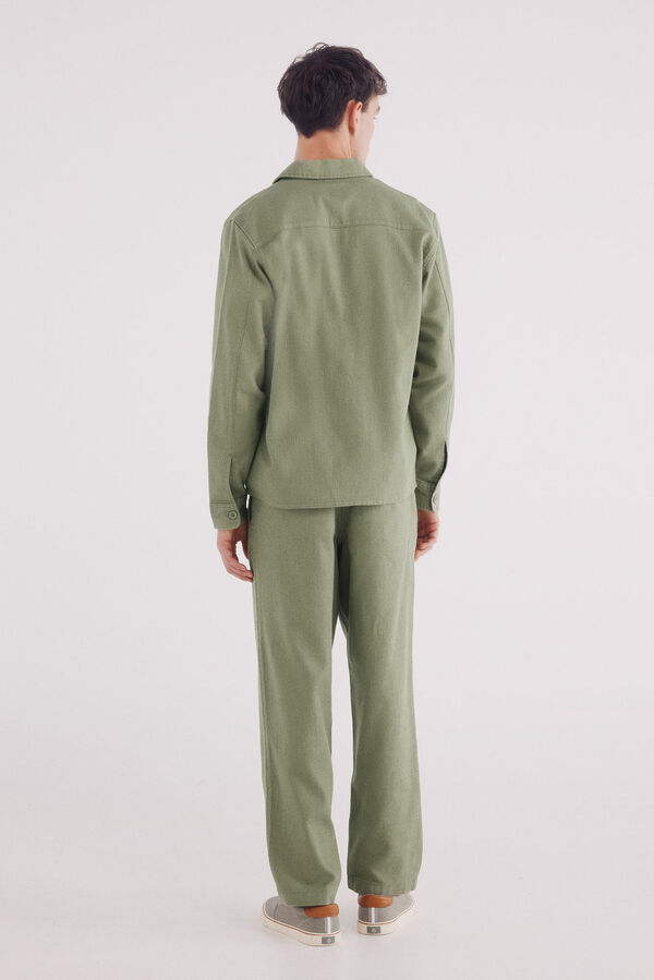 Springfield Pantalón dobby straight fit kaki