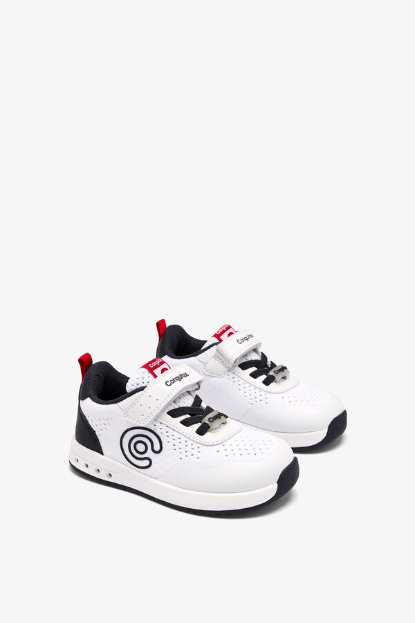 Conguitos Zapatillas barefoot velcro luces blanco