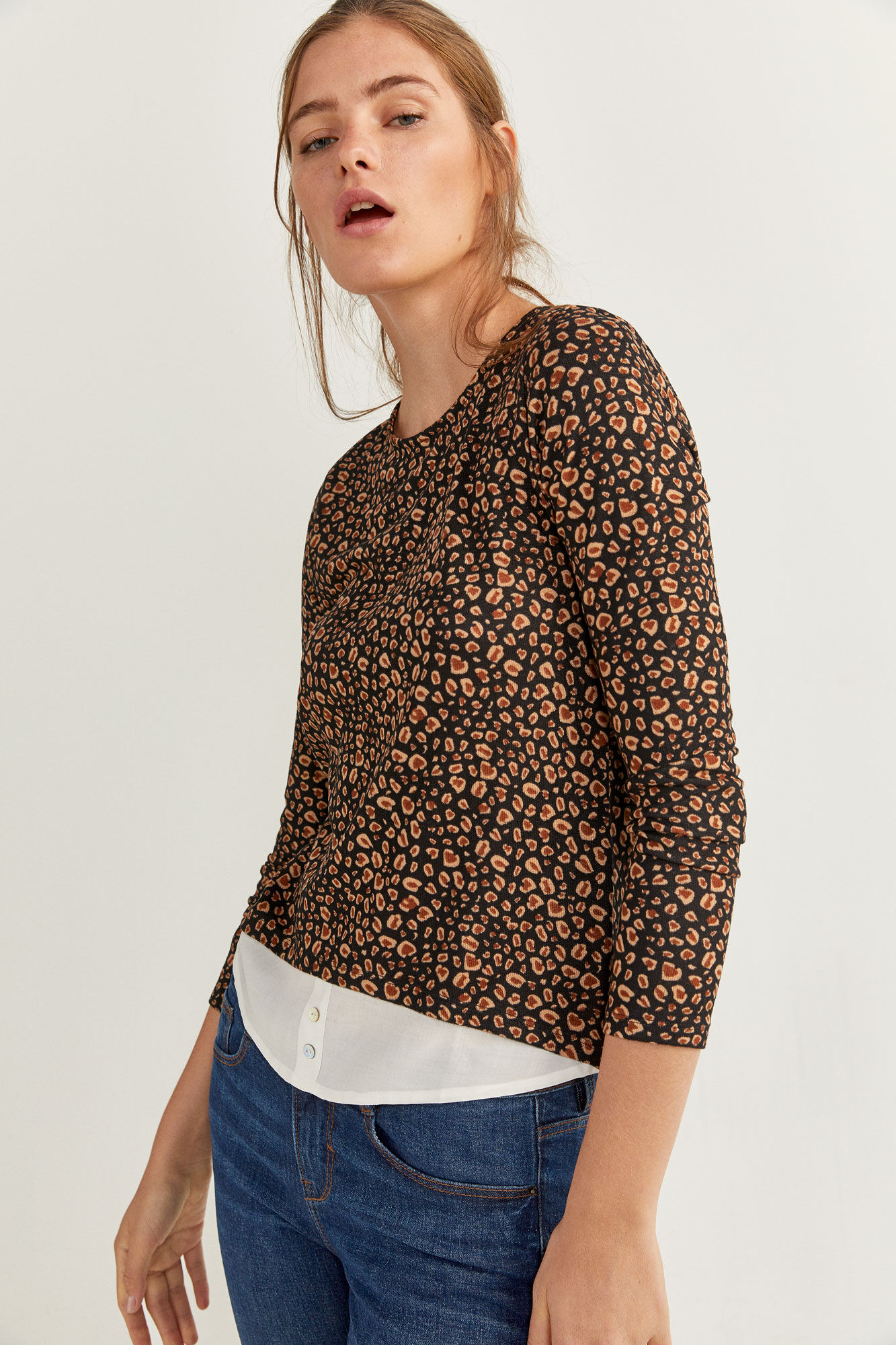 Springfield Camiseta Bimateria Estampada