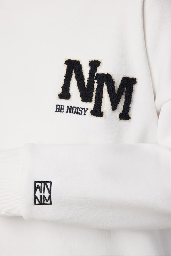 Noisy May Sudadera b&aacute;sica bordado lateral blanco