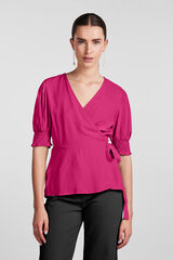 Pieces T-shirt com decote cruzado. rosa