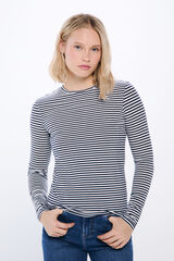 Springfield Camiseta justa riscas em lurex azul