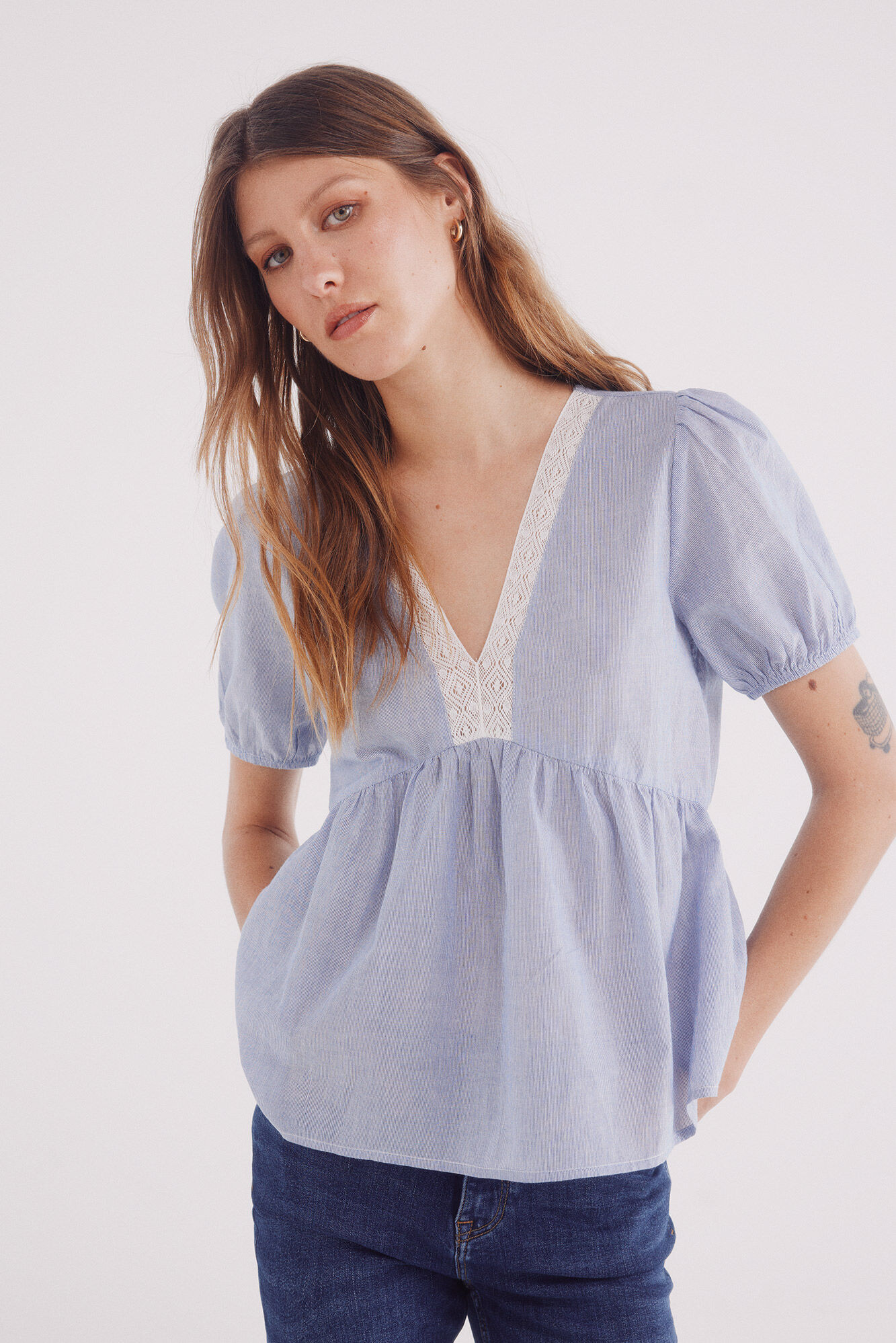 Springfield Blusa decote rendado