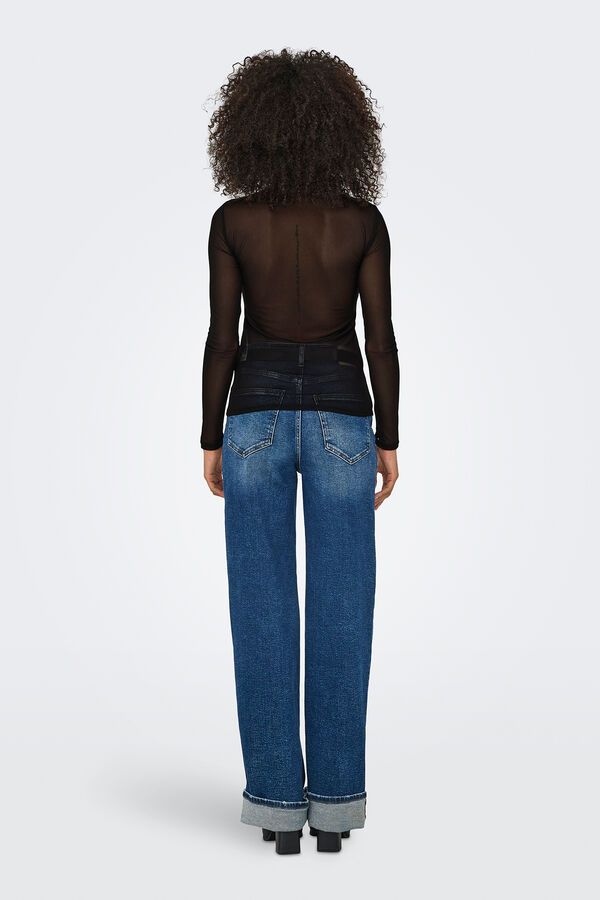 Only Top justo semitransparente preto